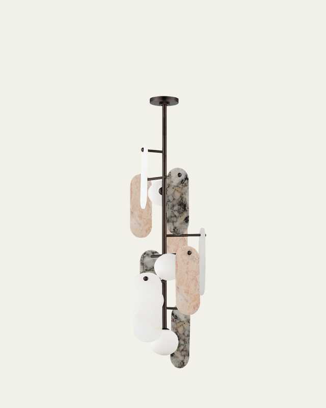Megalith 42" Multi Stone 5-Light Pendant Chandelier